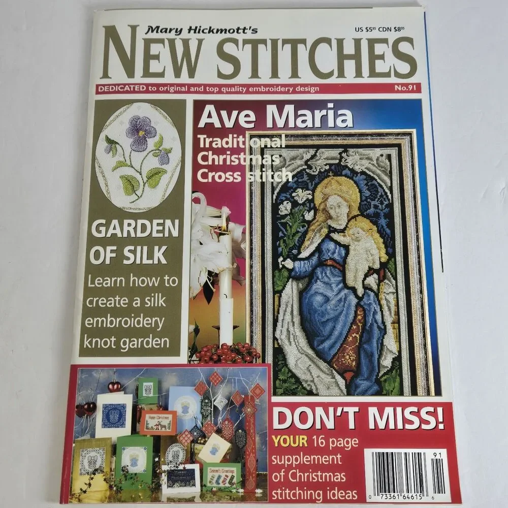 Mary Hickmott's New Stitches Magazine No. 91 Ave Maria Christmas Cross Stitch